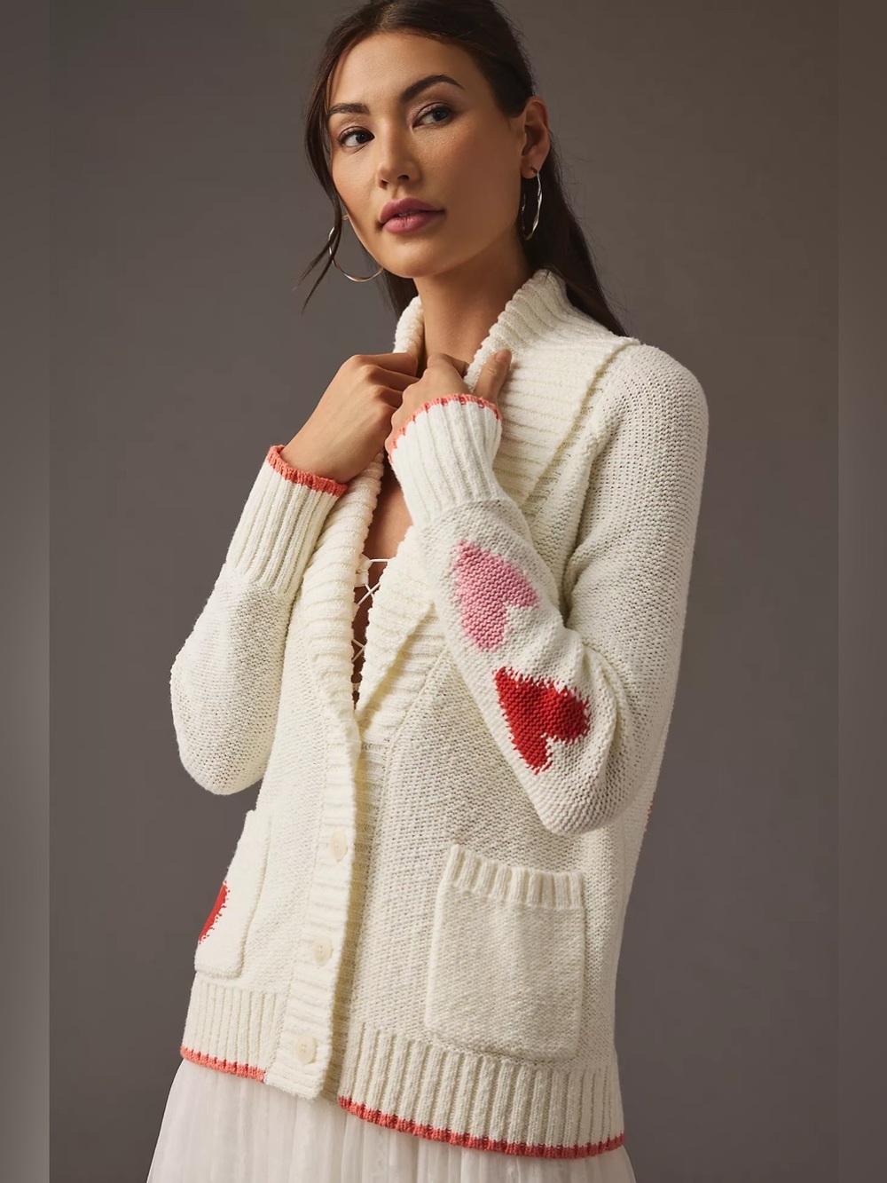 Anthropologie Maeve Heart Cardigan Sweater MK131 - Picture 2 of 11